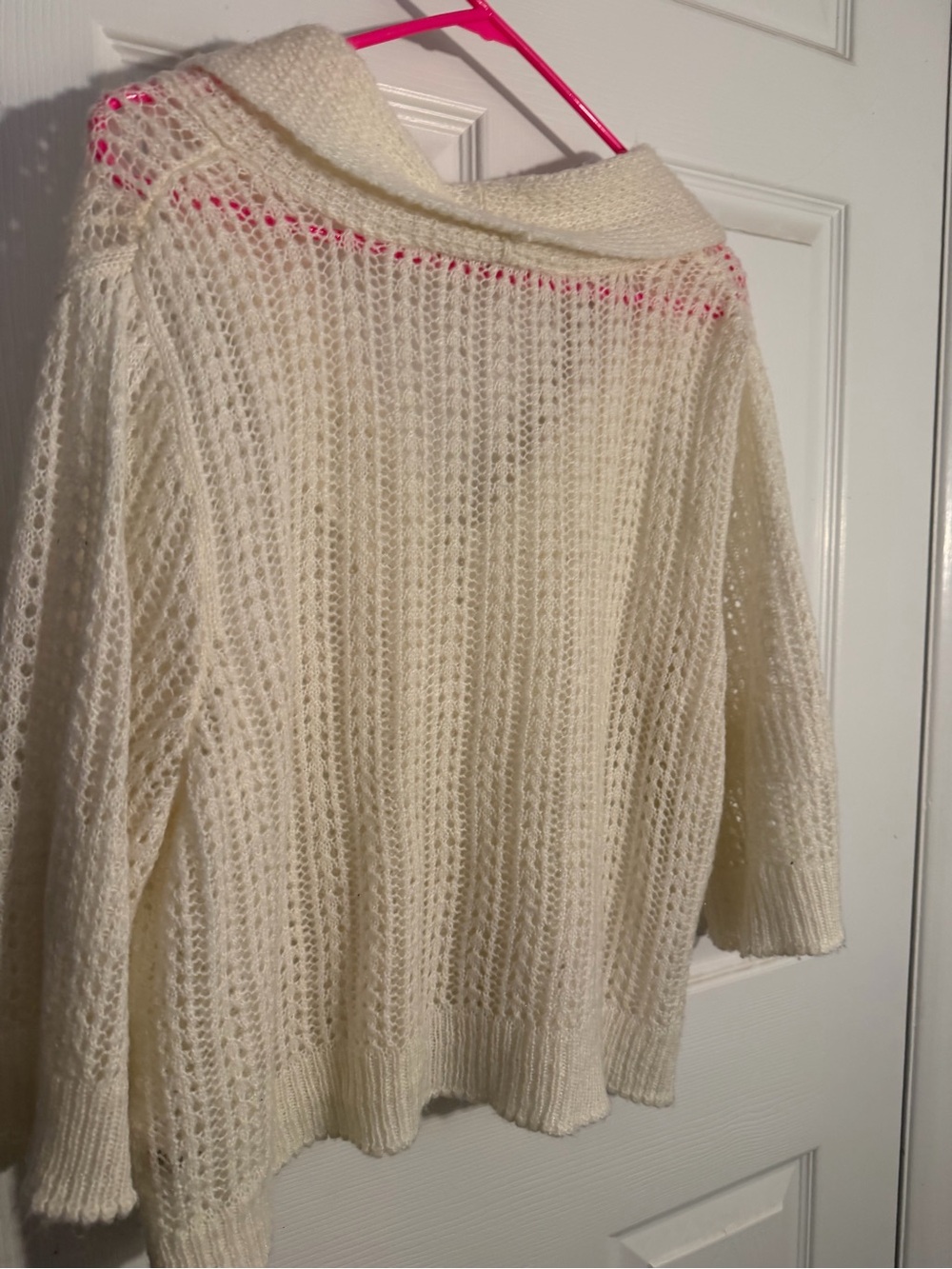 Cato Women Cream Open-Knit Button-Front Women's Sweater - Picture 5 of 5